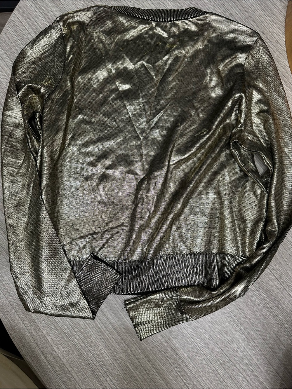 ZARA Metallic Gold Crewneck Sweater - Shimmer Knit - Picture 3 of 3